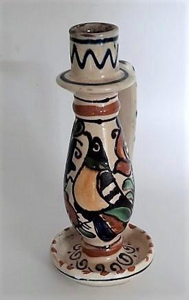 Mooie kandelaar, keramiek met vogel en bloemen in kleur (777, Huis en Inrichting, Woonaccessoires | Kandelaars en Kaarsen, Gebruikt