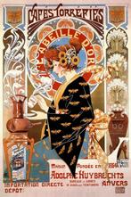 Labeille d'Or koffie poster - België, ca. 1900 -overdruk, Nieuw, Reclame, A4 of kleiner, Rechthoekig Staand
