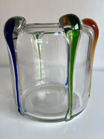Vintage Groot Murano Vaas Multicolor Glassobject 70’s beschikbaar voor biedingen