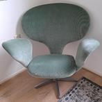 Design retro stoel in fijne groene ripstof, Gebruikt, Stof, Ophalen