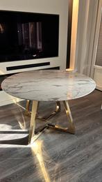Richmond Dynasty eettafel rond marmer, gouden onderstel, Ophalen, Overige materialen, Gebruikt, Rond