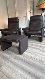 DeSede DS50 Relaxfauteuil Set van 2 met 1 Hocker - Topstaat!, Huis en Inrichting, Fauteuils, Ophalen, Zo goed als nieuw, Leer