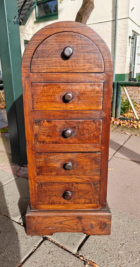 Antiek massief houten ladekast met 5 laden, Huis en Inrichting, Kasten | Dressoirs, Gebruikt, Met lade(s), Ophalen