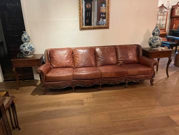 Vintage 4 zits leren bank barok stijl beschikbaar voor biedingen