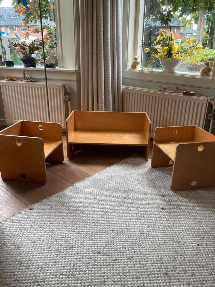 ADO Kubusstoeltjes met bankje, Kinderen en Baby's, Kinderkamer | Tafels en Stoelen, Gebruikt, Tafel(s) en Stoel(en), Ophalen