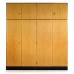 Grote hoge vintage 8-deurs kledingkast in teak jaren '60, 200 cm of meer, Metaal, 150 tot 200 cm, Vintage