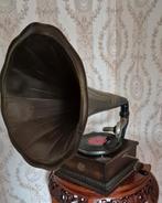 78 toeren hoorn grammofoon his masters voice met koperen hoo, Antiek en Kunst, Antiek | Tv's en Audio, Ophalen of Verzenden