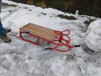 Vintage Dolomiti metalen 2-persoons slee met stuur en remmen, Ophalen, Rem, Gebruikt, Hout