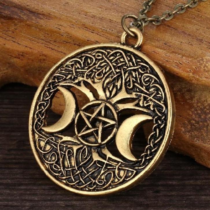 Ketting met Triple Moon Maangodin Wicca/Pagan/Celtic, Sieraden, Tassen en Uiterlijk, Kettingen, Nieuw, Overige materialen, Overige kleuren