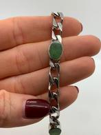 J351 Prachtige zilveren armband met jade, Sieraden, Tassen en Uiterlijk, Antieke sieraden, Met edelsteen, Armband, Ophalen of Verzenden