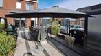 Dubbele parasol 450x270 antraciet met voet, Ophalen, Gebruikt, Meer dan 4 meter, Stokparasol