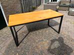 Bureau (handgemaakt) eiken blad / donker staal onderstel, Huis en Inrichting, Ophalen, Zo goed als nieuw