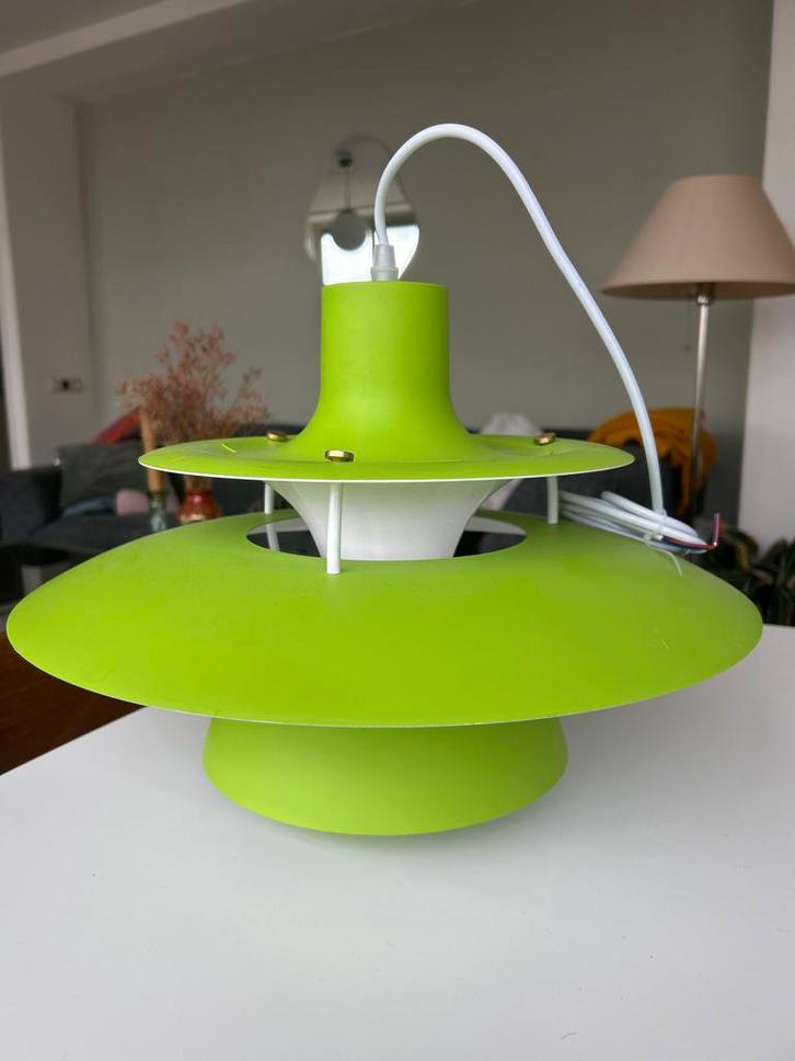 Appelgroene Louis Poulsen lamp - 40cm, Huis en Inrichting, Lampen | Hanglampen, Zo goed als nieuw, Minder dan 50 cm, Metaal, Ophalen of Verzenden