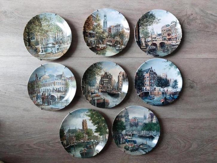 8 wandbordjes "De Amsterdamse Bloemengracht", Antiek en Kunst, Antiek | Wandborden en Tegels, Ophalen of Verzenden
