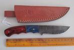 Hand gesmeed Damast mes met lederen schede. LS9410., Ophalen of Verzenden, Nieuw