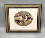 Basset honden 1890  kunstafdruk met prachtige lijst, Minder dan 50 cm, Ophalen of Verzenden, Zo goed als nieuw, Schilderij