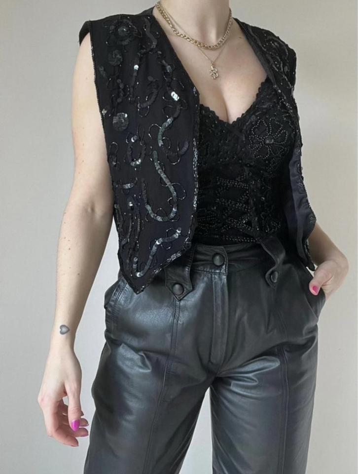 Vintage pailletten gilet, XS/S. Party glitter bloem festival, Kleding | Dames, Truien en Vesten, Gedragen, Maat 34 (XS) of kleiner