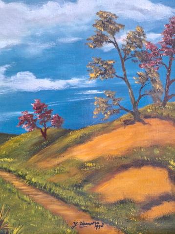 Winterkorting: Landschapsschilderij beschikbaar voor biedingen