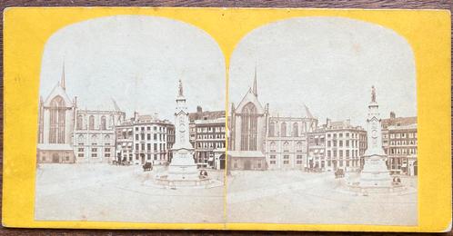 Stereofoto DAMPLEIN Nwe Kerk en Naatje AMSTERDAM 1860-70, Verzamelen, Foto's en Prenten, Gebruikt, Voor 1940, Verzenden