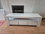 Stevig wit TV meubel (hout) met 3 lades - nette staat, Ophalen, Gebruikt, Modern, landelijk, massief, hout, wit, 150 tot 200 cm