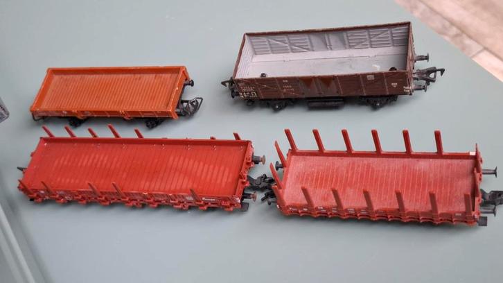 4 x HO OPENWAGONS o.a. Fleischmann, Hobby en Vrije tijd, Modeltreinen | H0, Gebruikt, Wagon, Gelijkstroom, Fleischmann, Ophalen of Verzenden