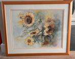 Zonnebloemen schilderij met lijst - 79x65 cm, Antiek en Kunst, Ophalen