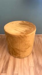Gele velours poef, Ophalen of Verzenden, Zo goed als nieuw, Rond, Minder dan 50 cm