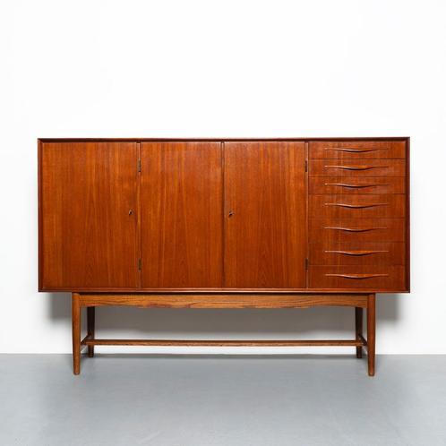 Vintage Deens Dressoir in teakhout, Huis en Inrichting, Kasten | Dressoirs, Gebruikt, 150 tot 200 cm, 25 tot 50 cm, Met lade(s)
