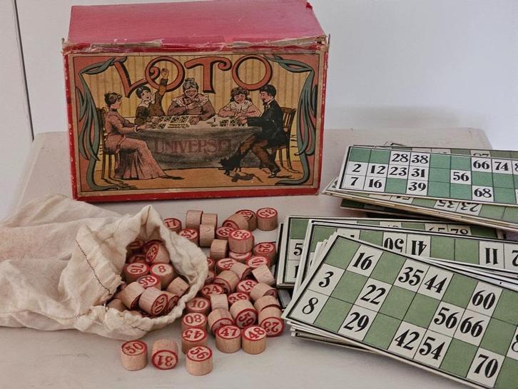Antiek Frans LOTTO BINGO KIENEN spel speelgoed, Antiek en Kunst, Antiek | Speelgoed, Ophalen of Verzenden