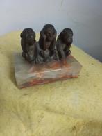 14817)  3 mooie messing  aapjes  op marmer, Ophalen of Verzenden