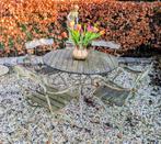 Vintage Kastanjehouten Tuintafel met 4 Stoelen - sfeermaker!, Ophalen, 4 zitplaatsen, Gebruikt, Tuinset