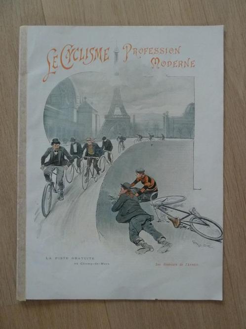 antieke fiets oldtimer koers fietsdocumenten posters 1895 !, Verzamelen, Foto's en Prenten, Gebruikt, Voor 1940, Ophalen of Verzenden