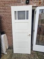 Grenen Binnendeuren met messing beslag jaren 50, Gebruikt, 80 tot 100 cm, 215 cm of meer, Binnendeur