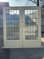 Set antieke schuif / en-suite deuren glas in lood 193x176cm., Antiek en Kunst, Ophalen