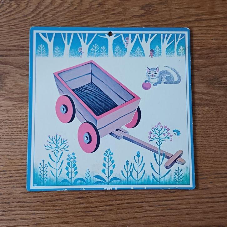 Kar – Vintage wandplaat Veilig leren lezen, Antiek en Kunst, Antiek | Schoolplaten, Overige thema's, Ophalen of Verzenden