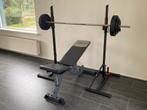 Bankdruk set Domyos + 64kg, Sport en Fitness, Fitnessapparatuur, Ophalen, Metaal, Borst, Krachtstation