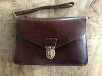 Bruin Leren tasje incl. schouder- en handriem ECHT LEER, Ophalen of Verzenden, Zo goed als nieuw, Bruin, Leer