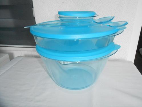 Tupperware 3S Schalen (met deksel) en slacouvert Blauw NIEUW, Huis en Inrichting, Keuken | Tupperware, Nieuw, Schaal, Blauw, Ophalen of Verzenden