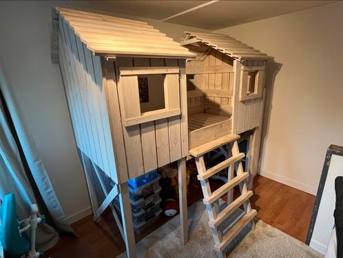 Houten boomhut bed, Kinderen en Baby's, Kinderkamer | Stapelbedden en Hoogslapers, Gebruikt, Halfhoogslaper, Ophalen