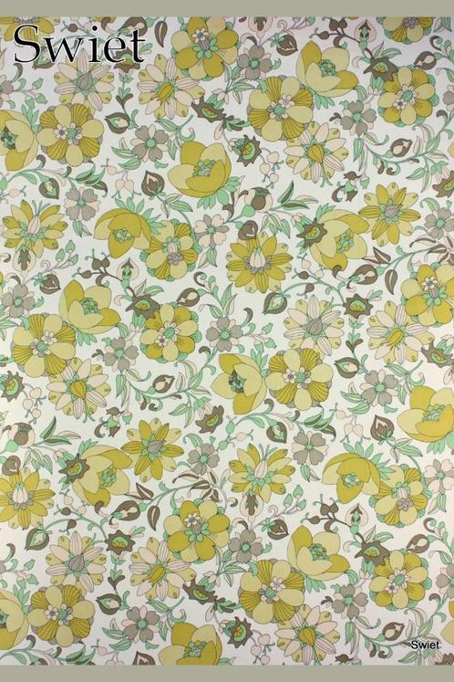 5440 Retro bloemenbehang vinyl groen wit beige bruin swiet, Huis en Inrichting, Stoffering | Behang, Wit, Beige, Bruin, Groen