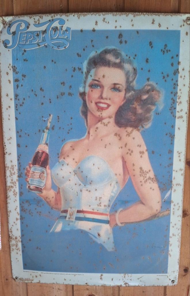 Een oude blikken vintage reclame bord, Verzamelen, Ophalen of Verzenden, Gebruikt, Reclamebord