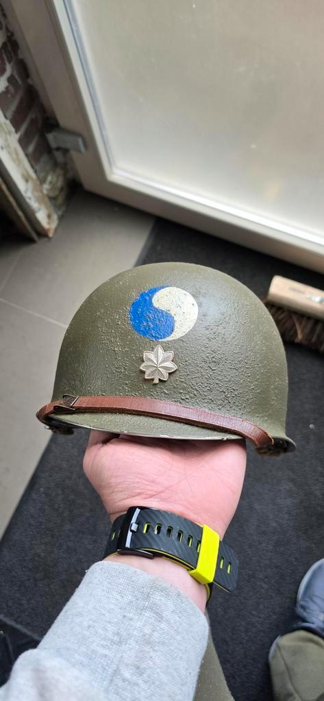 29th Infantry Div. Helm - WOII US Army, Verzamelen, Militaria | Algemeen, Landmacht, Helm of Baret, Amerika, Ophalen of Verzenden