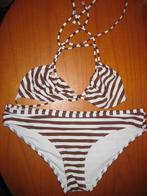 Bruin/wit gestreepde bikini, 36, H+M, Kleding | Dames, Badmode en Zwemkleding, Bikini, Ophalen of Verzenden, Zo goed als nieuw