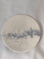Tegel  rond van RozenBrug Den Haag met schapen en herder, Antiek en Kunst, Antiek | Wandborden en Tegels, Verzenden