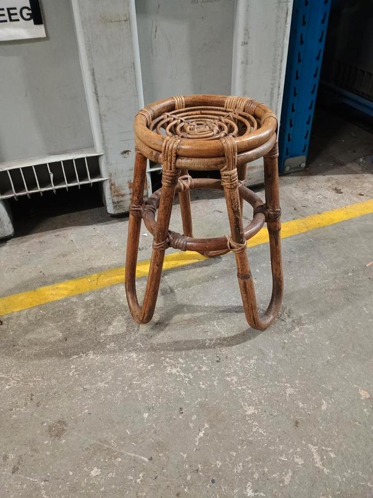 Vintage bamboe krukje, Huis en Inrichting, Krukjes, Gebruikt, Hout, Ophalen