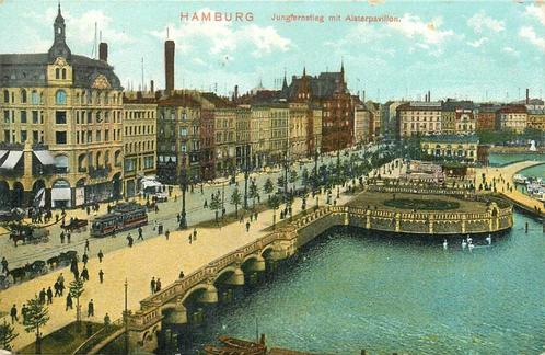 (381-119-005) Hamburg Jungfernstieg mit Aisterpavillon, Verzamelen, Ansichtkaarten | Buitenland, Duitsland, Ophalen of Verzenden