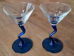 2 Martini glazen met blauwe z voet, Antiek en Kunst, Ophalen of Verzenden
