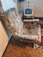 Vintage fauteuil met chroom voet, Huis en Inrichting, Fauteuils, Ophalen, Gebruikt, Minder dan 75 cm, 50 tot 75 cm