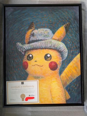 Pokemon van Gogh Pikachu Canvas Giclée 60x50cm certificaat beschikbaar voor biedingen