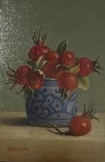 Rozenbottels in een vaasje. Hans Habraken., Ophalen of Verzenden